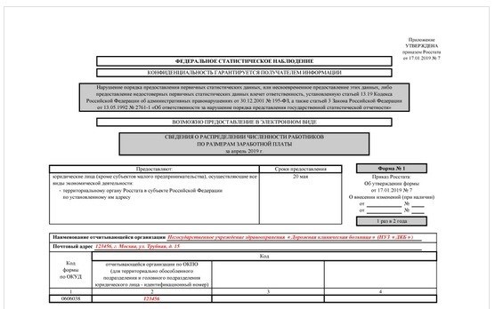 РОССТАТ Форма 1