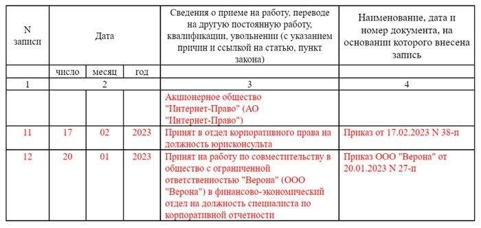 Внесение работников, работающих по совместительству, в реестр услуг