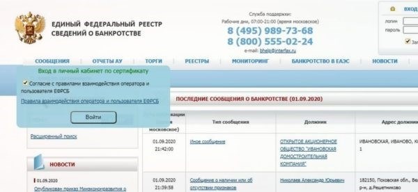 Как работать с официальным сайтом Ефрсб